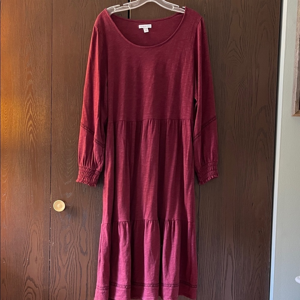 Canyon Retreat long sleeved burgundy, maxi dress. Size LP